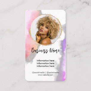 Roze Waterverf Goud Vrouwelijk Social Media Girly Visitekaartje