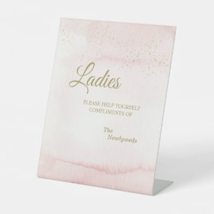 Roze Waterverf gouden bruiloft voor dames in badka Reclamebord Met Voetstuk