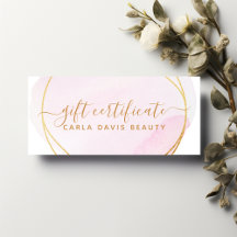 Roze Waterverf Gouden Cirkel Cadeaubon