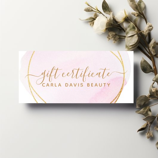 Roze Waterverf Gouden Cirkel Cadeaubon