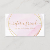 Roze Waterverf Gouden Cirkel Modern Aanbevelingskaartje (Voorkant)