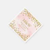 Roze Waterverf Gouden Confetti bruiloft servet (Hoek)
