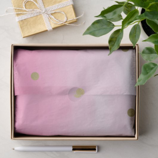 Roze Waterverf Gouden Confetti Ombre Tissuepapier (Geschenk)