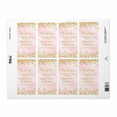 Roze Waterverf Gouden Confetti Trouwlabels Etiket (Full Sheet)