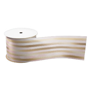 Roze Waterverf Gouden Glam Stripes Satijnen Lint