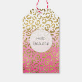 Roze Waterverf gouden luipaard Cadeaulabel (Voorkant)
