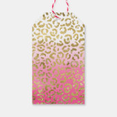 Roze Waterverf gouden luipaard Cadeaulabel (Achterkant)