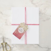 Roze Waterverf gouden luipaard Cadeaulabel (Met Touw)