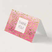 Roze Waterverf Gouden Luipaard Dank u Kaart (Voorkant)