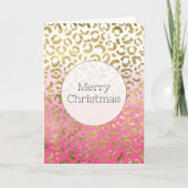Roze Waterverf gouden luipaard Kaart (Voorkant)