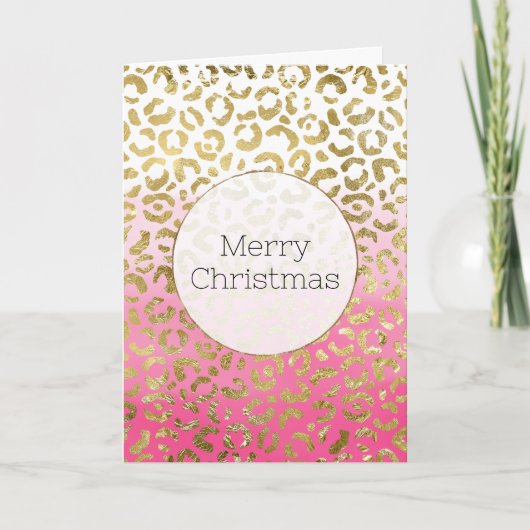 Roze Waterverf gouden luipaard Kaart (Voorkant)