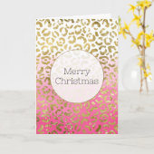 Roze Waterverf gouden luipaard Kaart (Gele Bloem)