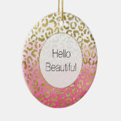 Roze Waterverf gouden luipaard Keramisch Ornament (Rechts)