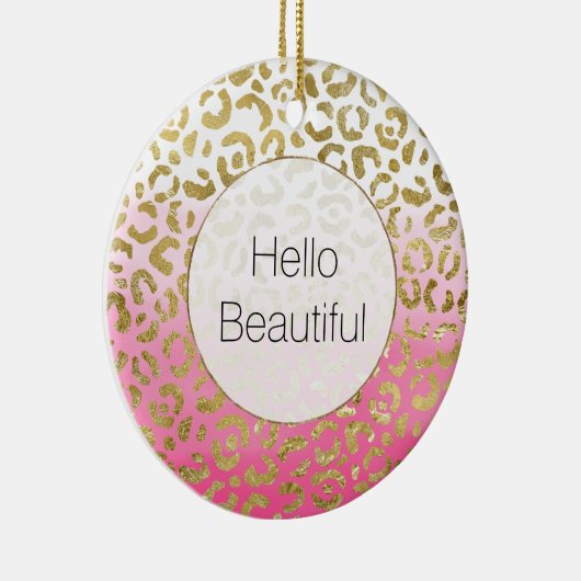 Roze Waterverf gouden luipaard Keramisch Ornament (Rechts)