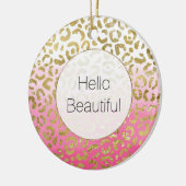 Roze Waterverf gouden luipaard Keramisch Ornament (Links)