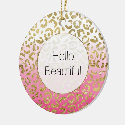 Roze Waterverf gouden luipaard Keramisch Ornament (Links)