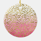 Roze Waterverf gouden luipaard Keramisch Ornament (Achterkant)