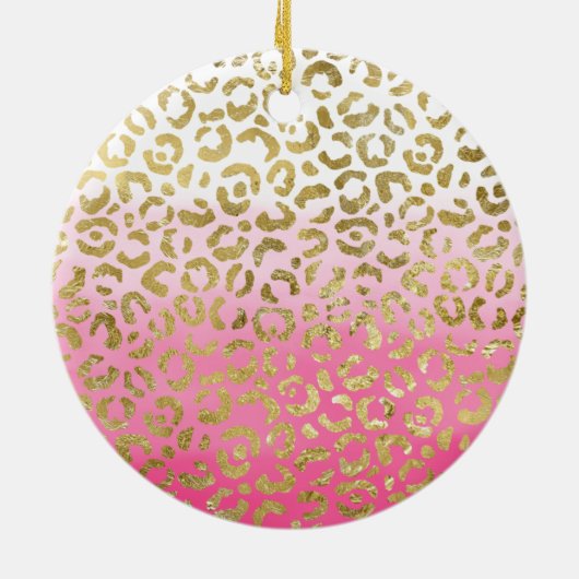 Roze Waterverf gouden luipaard Keramisch Ornament (Achterkant)