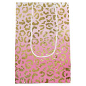 Roze Waterverf gouden luipaard Medium Cadeauzakje (Achterkant)