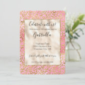 Roze Waterverf Gouden Luipaardprint Kaart (Staand voorkant)