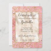 Roze Waterverf Gouden Luipaardprint Kaart (Voorkant)