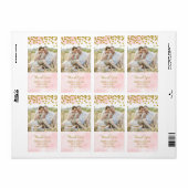 Roze Waterverf Gouden Stippen Foto Bruiloft Label (Full Sheet)