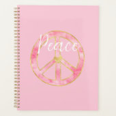 Roze Waterverf Gouden Vredesteken Hart Planner (Voorkant)