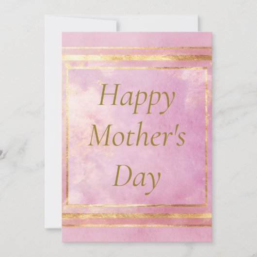 Roze Waterverf & Goudfolie Moederdag Kaart (Voorkant)