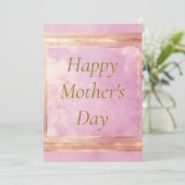 Roze Waterverf & Goudfolie Moederdag Kaart (Staand voorkant)