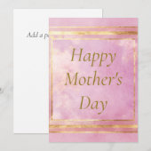 Roze Waterverf & Goudfolie Moederdag Kaart (Voorkant / Achterkant)