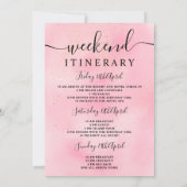 Roze waterverf goudglitter verjaardagsprogramma kaart (Achterkant)