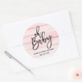 Roze Waterverf Gradient Oh Baby shower Sticker (Envelop)