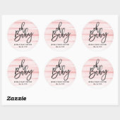 Roze Waterverf Gradient Oh Baby shower Sticker (Vel)