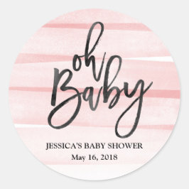 Roze Waterverf Gradient Oh Baby shower Sticker