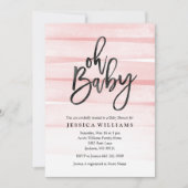 Roze Waterverf gradiënt Oh Baby shower uitnodiging (Voorkant)