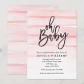 Roze Waterverf gradiënt Oh Baby shower uitnodiging (Voorkant / Achterkant)