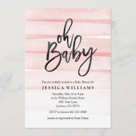Roze Waterverf gradiënt Oh Baby shower uitnodiging