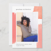 Roze Waterverf Graduation Party Foto Kaart (Voorkant)