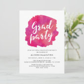 Roze Waterverf Graduation Party Kaart (Staand voorkant)