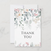 Roze Waterverf groen bruiloft Bedankkaart (Voorkant)