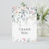 Roze Waterverf groen bruiloft Bedankkaart (Staand voorkant)