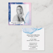 *~* Roze Waterverf Haar Model Actrice Blauwe FOTO Vierkante Visitekaartje (Voorkant / Achterkant)