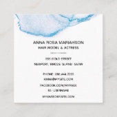 *~* Roze Waterverf Haar Model Actrice Blauwe FOTO Vierkante Visitekaartje (Achterkant)