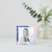 *~* Roze Waterverf Haar Model Actrice Blauwe FOTO Vierkante Visitekaartje (Staand voorkant)