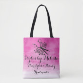 Roze Waterverf Haar Stylist Rozen Aangepaste Salon Tote Bag (Voorkant)