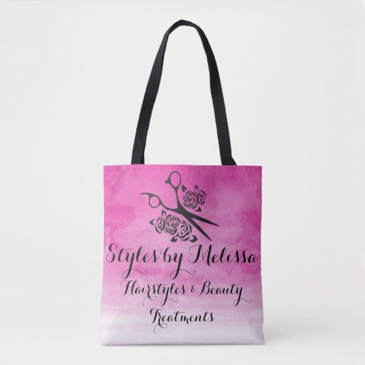 Roze Waterverf Haar Stylist Rozen Aangepaste Salon Tote Bag (Voorkant)