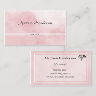 Roze Waterverf Hair Stylist-Visitekaartjes Visitekaartje