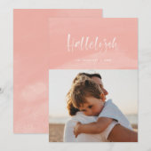 Roze Waterverf Hallelujah Kerstmis Feestdagenkaart (Voorkant / Achterkant)