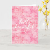 Roze Waterverf Hallo Kaart (Gele Bloem)