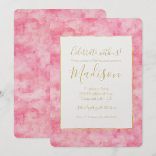 Roze Waterverf Hallo Kaart